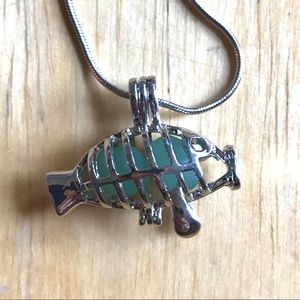 Funky Fish Locket Necklace with Sea Glass